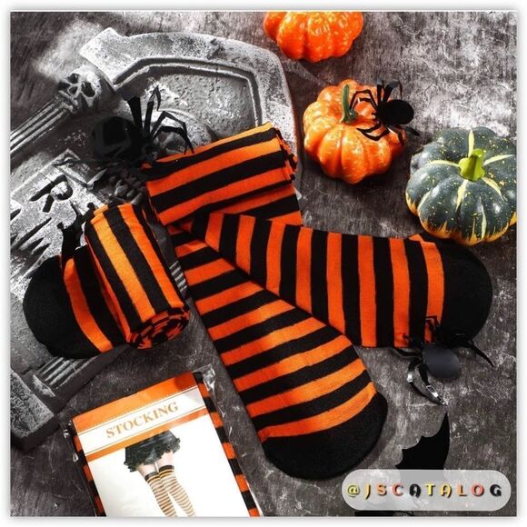 Spandex Striped Halloween Cosplay ThighHighs Stockings Socks OSFM - Picture 5 of 9